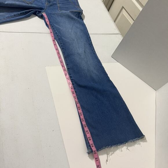 Sincerely Jules High Rise Flare Women 7/28 Raw Hem Retro Patch Pockets Stretch - Picture 10 of 11